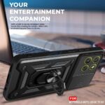 AIBEX® Back Cover Compatible for Motorola Edge 70 5G | D10 Tough Armor Case | Sliding Camera Shield | 360° Protection | Kickstand Ring Holder | Military-Grade Bumper Case - Black - Image 3