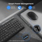 Wireless Keyboard and Mouse Set, Full Size Wireless Keyboard Ergonomic Design & Quiet USB Cordless Mouse Combo UK Layout, 12 Multimedia Shortcuts for Windows Computer PC Laptop Desktop ,Black - Image 4