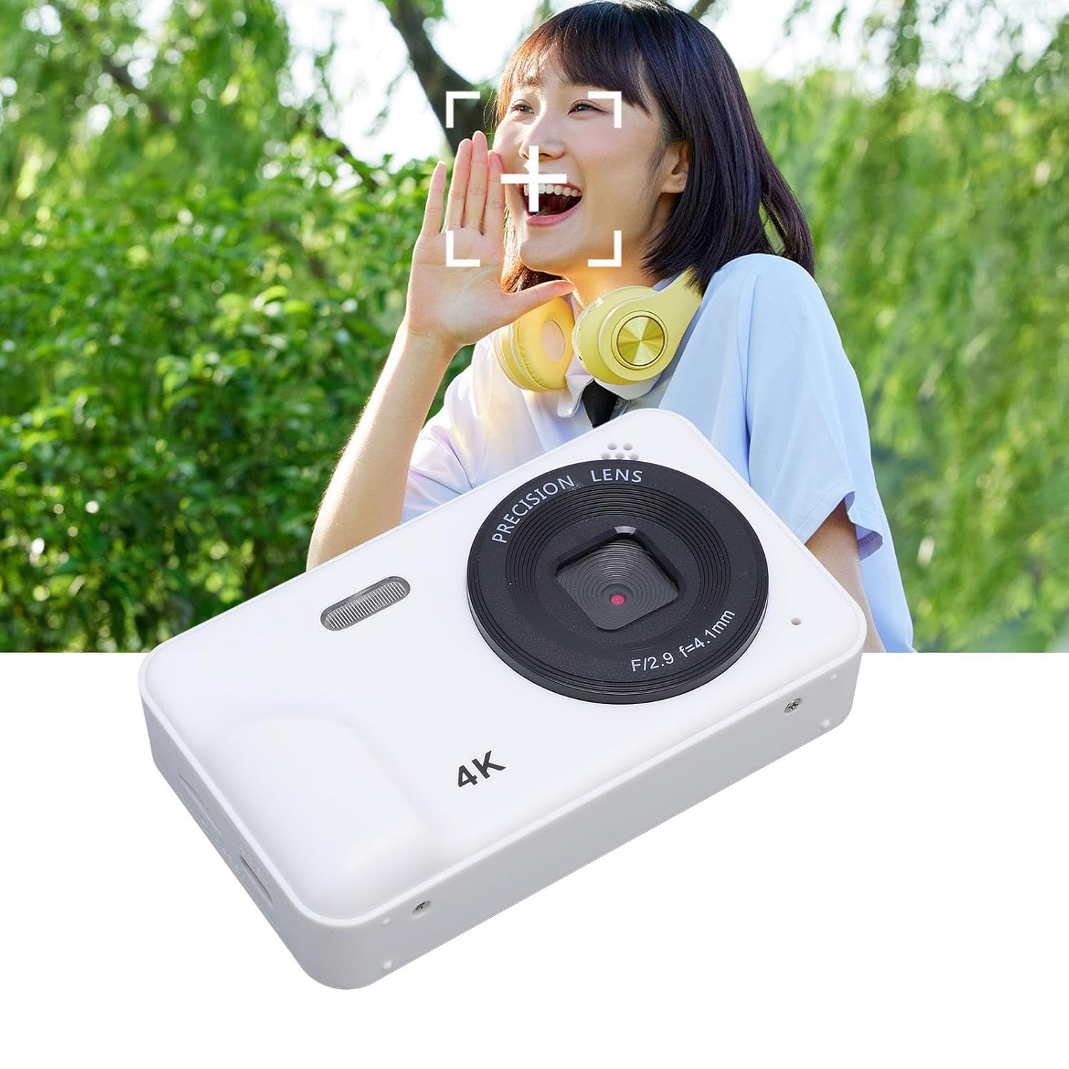 Digital Camera, 48MP 1080P Auto Focus 5X Zoom 2.0in IPS Screen Portable Compact Camera, with Electronic Image Stabilization and Multiple Filters (White) - Image 4