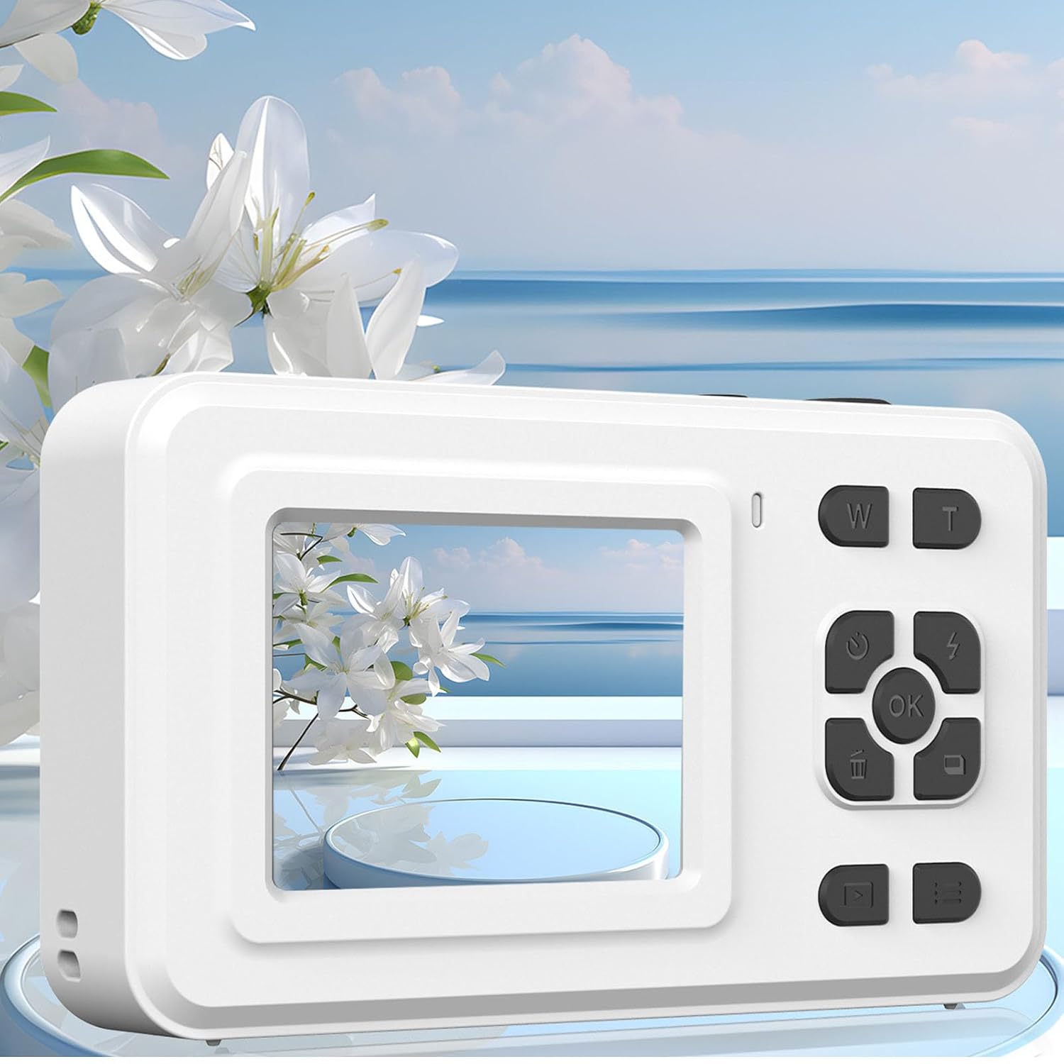 Digital Camera, 48MP 1080P Auto Focus 5X Zoom 2.0in IPS Screen Portable Compact Camera, with Electronic Image Stabilization and Multiple Filters (White) - Image 5