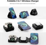 3 in 1 Wireless Charger, Portable Wireless Charging Pad, Magnetic Foldable Charging Station, 15W USB C Charging Station Compatible - Image 4