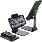 Premium Smart Foldable Mobile Stand for Table and Bed, Height Adjustable Universal Phone Holder for All Smartphones & Tablet (Black) - Image 3