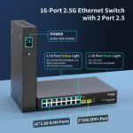 16 Ports 2.5G 2 Port 10G SFP+ Ethernet Switch, NICGIGA 18 Ports 2.5Gb Network Switch Unmanaged, Plug and Play, Desktop or 19" Rack Mount, Fanless Metal Design - Image 3