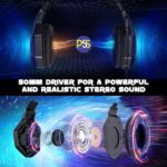 PSS Gaming Headset with Microphone, Compatible with PS4 PS5 Xbox Series One PC Laptop, 3.5mm Audio Jack Over-Ear Headphones with LED RGB Light, Noise Canceling Mic, 7.1 Stereo Surround - Image 4