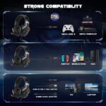 PSS Gaming Headset with Microphone, Compatible with PS4 PS5 Xbox Series One PC Laptop, 3.5mm Audio Jack Over-Ear Headphones with LED RGB Light, Noise Canceling Mic, 7.1 Stereo Surround - Image 6