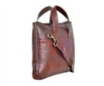 Premium Brown Crocodile-Pattern Leather Briefcase – Laptop Bag with Shoulder Strap - Image 3