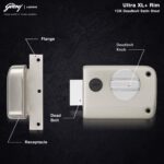 Godrej Rim Lock I Rim Deadbolt Ultra XL+ I 1CK Deadbolt I for Inside Opening Wooden Main Door | Left/Right Handed Doors I 4 Keys I 5-Year Warranty I Manual Locking I Satin Nickel Finish - Image 5