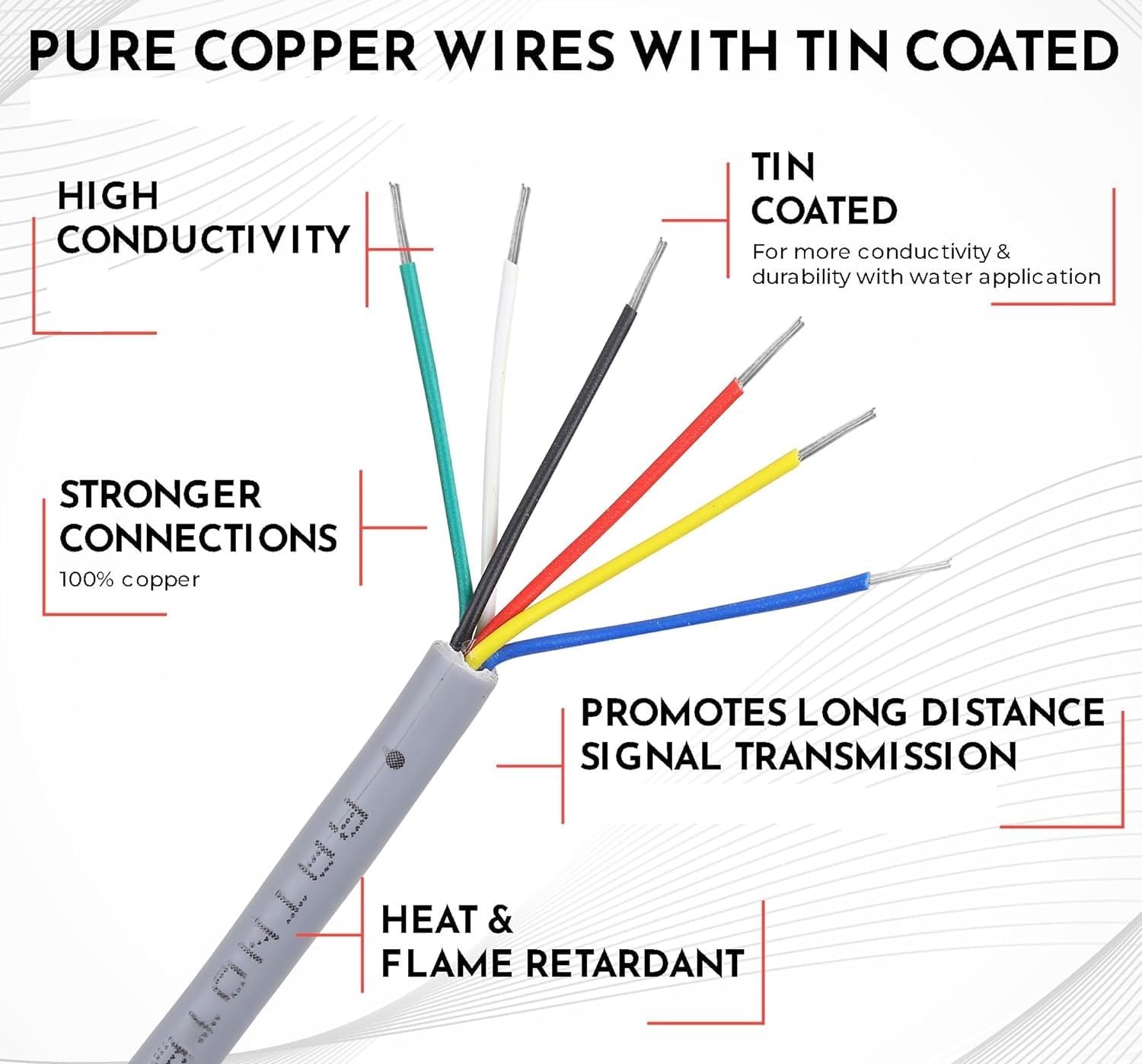 SSM Aquamax ® (90 Meters) Six Core Copper Wire Color Coded For Water Level Indicator & Water Level Controller - Image 4