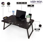 SPHENI Smart Multipurpose Foldable Laptop Table with Cup Holder, Study Table, Bed Table, Breakfast Table, Foldable and Portable/Ergonomic & Rounded Edges/Non-Slip Legs (AUS FLOWER COTTED) - Image 4