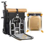 TARION Camera Backpack Canvas Camera Bag with Removable Laptop Compartment Waterproof Rain Cover Photography Backpack for DSLR SLR Mirrorless Cameras Video Camcorder Black - Image 3