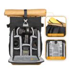 TARION Camera Backpack Canvas Camera Bag with Removable Laptop Compartment Waterproof Rain Cover Photography Backpack for DSLR SLR Mirrorless Cameras Video Camcorder Black - Image 4