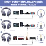 OneOdio Over Ear Headphone, Wired Bass Headsets with 50mm Driver, Foldable Lightweight Headphones with Share Port and Mic for Recording Monitoring Mixing Podcast Guitar PC TV (Light Blue) - Image 3