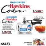 Hawkins 1.5 Litre Stainless Steel Contura Pressure Cooker, Inner Lid Induction Baby Cooker, Silver (SSC15) - Image 3
