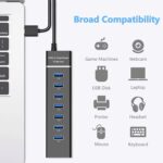 7 Port USB Hub 3.0 for PC Laptop with High Speed Data Transfer, LED Indication, 15cm Cable, Multi Device Connection, Plug Play Usage, Glossy Finish and Lightweight Design (Black) - Image 5