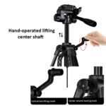 Professional Aluminium Tripod 3366 Adjustable Aluminum Alloy Tripod Compatible with All Smart Phones, Camera, Go Pro Maximum Operating Height 4.5 ft Maximum Load Capacity up to 5kg - Image 5