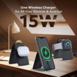 Tempt Trigo 15W Mag-Safe Wallet Charger | Ultra Slim | Premium Soft Leather Card Holder Upto 3 Cards | Magnetic Wireless Charger | Free Type C Cable (Black) - Image 3