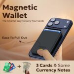 Tempt Trigo 15W Mag-Safe Wallet Charger | Ultra Slim | Premium Soft Leather Card Holder Upto 3 Cards | Magnetic Wireless Charger | Free Type C Cable (Black) - Image 4
