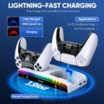 New World Wall Mount Kit for PS5 Slim/PS5 Fat Console-Dual Charging Station Compatible with PlayStation 5 Accessories (Disc & Digital)-15 RGB Light-3 USB HUB-Headset Holder - Image 3