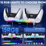 New World Wall Mount Kit for PS5 Slim/PS5 Fat Console-Dual Charging Station Compatible with PlayStation 5 Accessories (Disc & Digital)-15 RGB Light-3 USB HUB-Headset Holder - Image 4