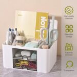 Plastic Pen Stand/Desk Organizer With Drawer& Compartments For Storing Pen, Pencil, Office Accessories, Stationery Items Study Table Holder. - Image 5