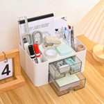 Plastic Pen Stand/Desk Organizer With Drawer& Compartments For Storing Pen, Pencil, Office Accessories, Stationery Items Study Table Holder. - Image 8
