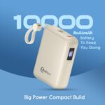 MPower X2 Powerbank | 27W High-Speed Output | 10000mAh Battery | Built-in Type-C & Lightning Cables | Dual Fast Charging Ports | Battery Display | Matte Finish | Multi-Layered Protection (Cream) - Image 4