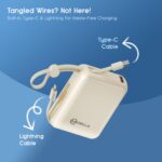 MPower X2 Powerbank | 27W High-Speed Output | 10000mAh Battery | Built-in Type-C & Lightning Cables | Dual Fast Charging Ports | Battery Display | Matte Finish | Multi-Layered Protection (Cream) - Image 6