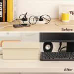 Soko Cable Management Box with Mobile Stand | Cords Hider & Surge Protector | Concealer for Power Strips, Router, Gadget Wires Storage Organizer Tray for Desk, Table - Home, Office - Off-White - Image 5