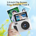 Digital Camera, 8K 88MP UHD Cameras for Photography, WiFi Vlogging Camera with 3in 180° Flip Screen, Autofocus Camara with 18X Zoom, Multiple Filters Fill Light for Travel (White) - Image 4