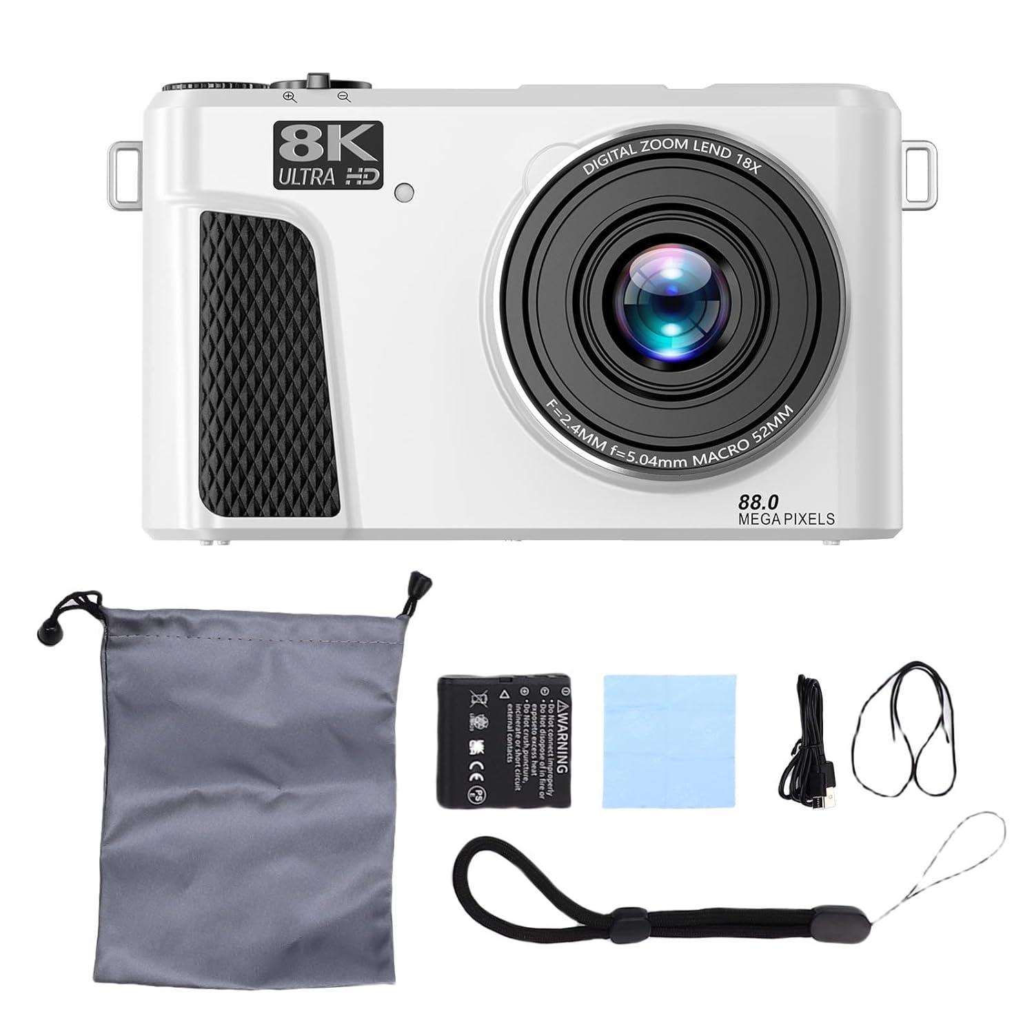 Digital Camera, 8K 88MP UHD Cameras for Photography, WiFi Vlogging Camera with 3in 180° Flip Screen, Autofocus Camara with 18X Zoom, Multiple Filters Fill Light for Travel (White) - Image 10