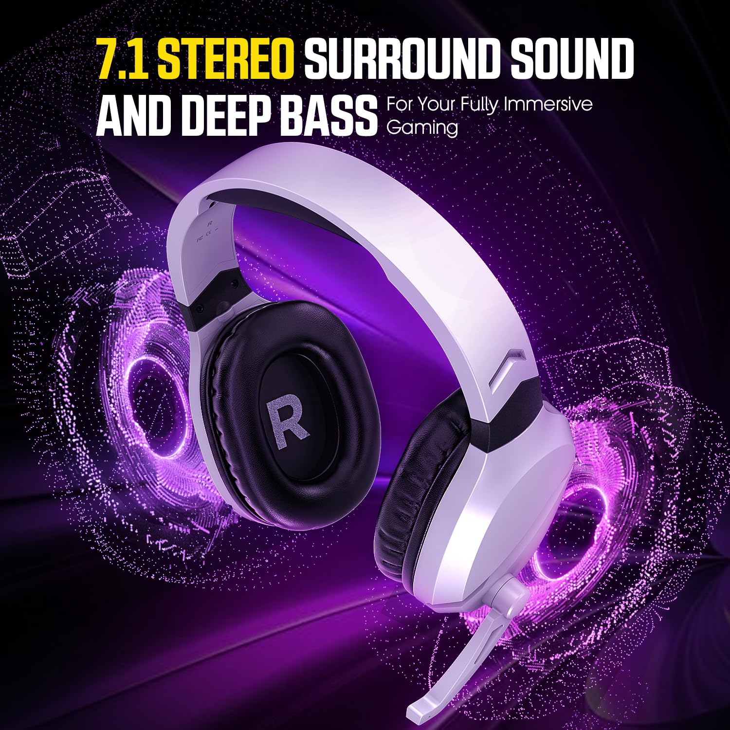 Wireless Gaming Over Ear Headset With Noise Canceling Microphone For PS5, PC, PS4, 2.4G/Bluetooth Gaming Headphones With USB And Type-C Connector, Wired Mode For Controller - Image 3