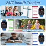 Smart Watch for Kids 1.85" with Fitness Tracker, Sleep Monitor, 22/100+ Sport Modes, DIY Dial, IP68 Waterproof, Step Counter, Heart Rate, Camera, with/Without APP, Gift for 3-12 Years Old Boys Girls - Image 3