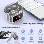 Wireless Earbuds in Ear, Bluetooth 5.4 Headphones Multi-Function Touch Screen with 5 EQ Modes, 48H Ear Buds Bass Stereo, ANC Noise Cancelling/Transparency Mode, IPX7, Ultra-Comfort, Grey - Image 8