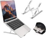 Digitrends Adjustable Aluminum Laptop Stand for Desk, Foldable & Portable Laptop Riser with 6 Height Levels, Ergonomic Stand for MacBook, Laptops, Tablets (Silver) - Image 3