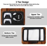 PSS Premium Hard Shell Travel Bag Briefcase Waterproof Carrying Case with 2-Tier Storage Shoulder Strap Compatible for PS5 Console, Controllers, Accessories, Black - Image 3