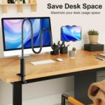 Universal Phone Stand Adjustable Flexible Arm Bed Gooseneck Mount - 360 Mount Clip Bracket Clamp Holder Compatible with Cell Phone upto 6inch best for Bedroom, Desk, Office, Living room (Black) - Image 3