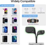 Magnetic Charging Station, 5 in 1 Fast Mag-Safe Wireless Charger Stand for iPhone 15,14,13,12 Pro/Max/Mini/Plus, Apple Watch and Airpods 2 with LED and Adapter (Black) - Image 4