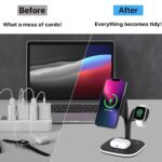 Magnetic Charging Station, 5 in 1 Fast Mag-Safe Wireless Charger Stand for iPhone 15,14,13,12 Pro/Max/Mini/Plus, Apple Watch and Airpods 2 with LED and Adapter (Black) - Image 6
