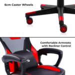 ZEBRONICS GC1400 Gaming Chair with 360° Swivels & Casters, 90°-125° Backrest Angle, Heavy Duty Base & Frame, Class 3 Gas Lift, Spacious Seat, Neck/Head Cushion (Red) - Image 6