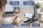 Stainless Steel 3 in 1 Mobile Phone Stand with Pen & Card Holder for All Smartphone (3 in 1 Stainless Steel Mobile Stand) - Image 4