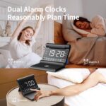 Foldable Alarm Clock Wireless Charger with Atmosphere Lights, Week Display, Dual Alarms, 4 Level Brightness, 6 Speed Volume,8 Music Rightones, Foldable Design, Easily Carry - Image 5