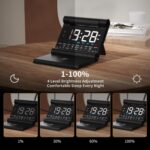 Foldable Alarm Clock Wireless Charger with Atmosphere Lights, Week Display, Dual Alarms, 4 Level Brightness, 6 Speed Volume,8 Music Rightones, Foldable Design, Easily Carry - Image 7