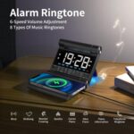 Foldable Alarm Clock Wireless Charger with Atmosphere Lights, Week Display, Dual Alarms, 4 Level Brightness, 6 Speed Volume,8 Music Rightones, Foldable Design, Easily Carry - Image 9