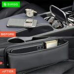 SIAGO Car Seat Gap Filler Organizer | Premium PU Leather Storage Box for Phone | Car Accessories for Keys, Cards & Coins | Universal Fit for Cars, SUVs & Trucks (Black) (SIA133) - Image 6