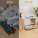 Shuttle Art Aesthetic Desk Organizer with 3 Drawers for Study Table & Office | Multi-Layer Stationery Holder for Students, Work-from-Home & Makeup Storage | Cute Pastel Desktop Organizer (Pink) - Image 7