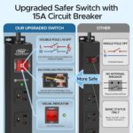 CRST Heavy Duty 8 Way Metal Power Strip with Switch, 15A/1875W, Surge Protection 2100 Joules - Image 3