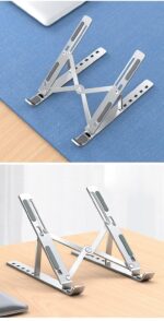 Adjustable Laptop Stand, Aluminum Foldable Computer Riser, 10-15.6 Inch, Ergonomic Design with Storage Bag, Silver - Image 3