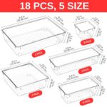 18Pcs Transparent Drawer Organizer, Versatile Bathroom and Vanity Organiser, Storage Bins for Makeup Cosmetics,Jewellery,Kitchen,Bathroom,Bedroom,Office,Gadgets - Image 4