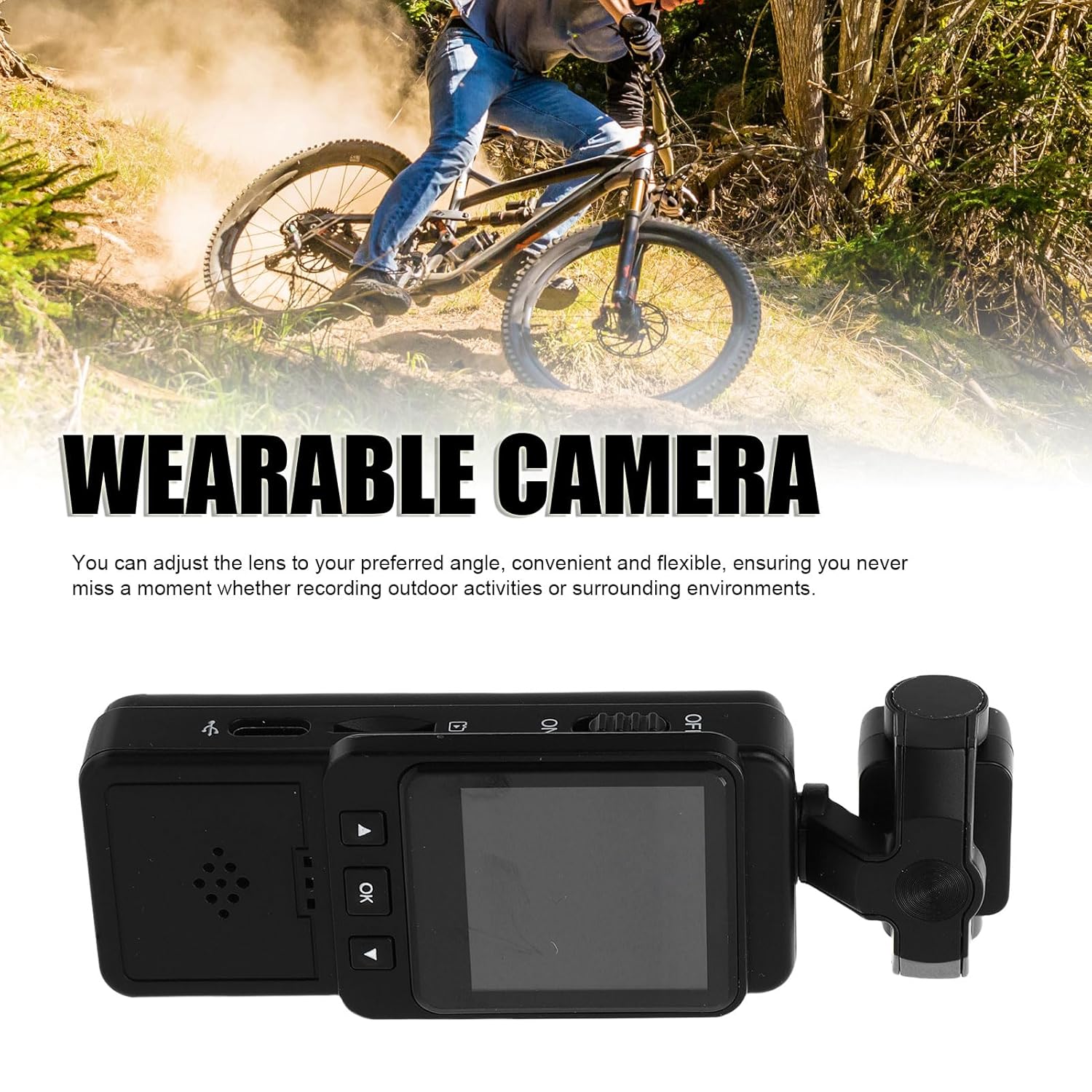 Yunseity 1080P Vlogging Camera, Pocket Camera with 360 Degree Rotatable Lens, Color LCD Screen, with Clamp, WiFi Wearable Video Camcorder with Motion Detection for Travel Hiking - Image 3