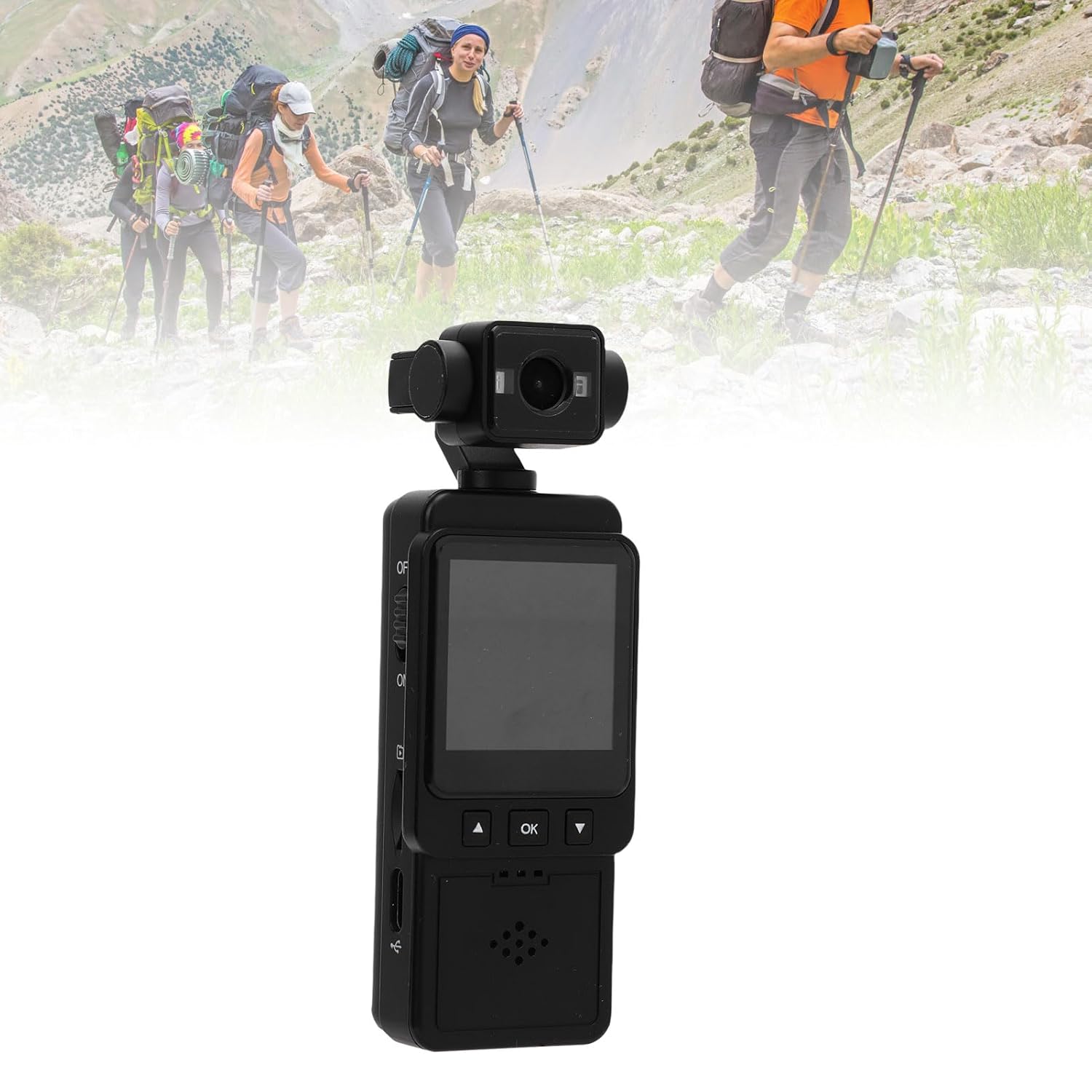 Yunseity 1080P Vlogging Camera, Pocket Camera with 360 Degree Rotatable Lens, Color LCD Screen, with Clamp, WiFi Wearable Video Camcorder with Motion Detection for Travel Hiking - Image 4
